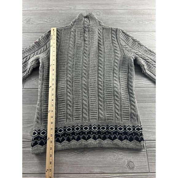 Fire & Ice Cable Knit Cardigan Sweater Button Up Nordic Mock Neck Women's Sz M/L - Picture 4 of 9